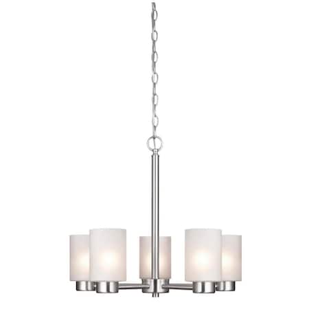 Westinghouse Chandelier 60W 5-Light Sylvestre, Brushed Nickel Frosted Seeded Glass 6227400